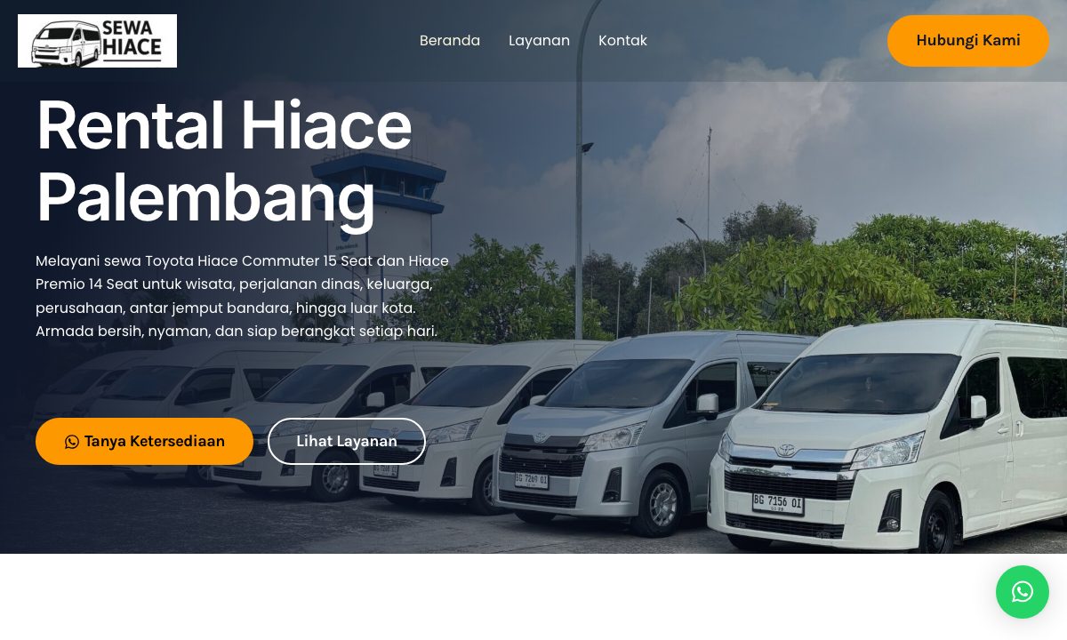 Website Sewa Hiace Palembang